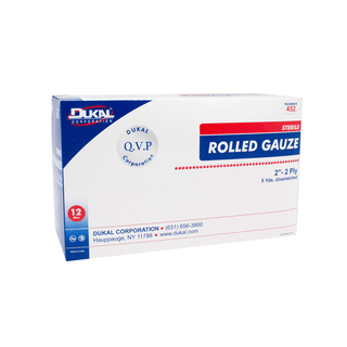 DUKAL ROLLED GAUZE - Rolled Gauze, 2" x 5 yd, Sterile, 2-Ply, 1/pouch, 12 pouch/bg, 8 bg/cs | Quantity - 1x CS