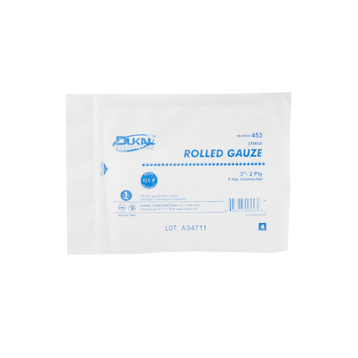 DUKAL ROLLED GAUZE - Rolled Gauze, 3" x 5 yd, Sterile, 2-Ply, 1/pouch, 12/bg, 8 bg/cs | Quantity - 1x CS