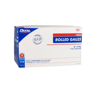 DUKAL ROLLED GAUZERolled Gauze, 4" x 5 yd, Sterile, 2-Ply, 1/pouch, 12/bg, 8 bg/cs | Quantity - 1x CS