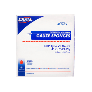 DUKAL X-RAY DETECTABLE GAUZE SPONGES - Gauze Sponge, 4" x 4", X-Ray Detectable Type VII, Non-Sterile, 50/bg, 20 bg/cs (Hermitage 9466T & 9466) | Quantity - 1x CS