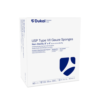 DUKAL X-RAY DETECTABLE GAUZE SPONGES - Gauze Sponge, 8" x 4" X-Ray Detectable Type VII, 24-Ply, Non-Sterile, 50/bg, 20 bg/cs | Quantity - 1x CS