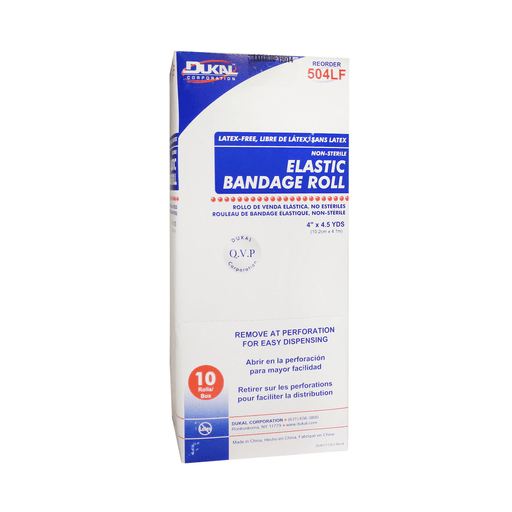 DUKAL ELASTIC BANDAGEElastic Bandage Roll, 4" x 4.5yd, Non-Sterile, Latex Free (LF), 10/bx, 5 bx/cs (72 cs/plt) | Quantity - 1x CS