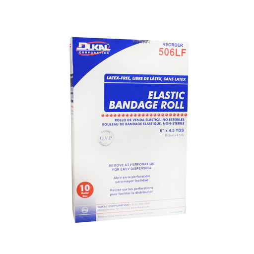 DUKAL ELASTIC BANDAGEElastic Bandage Roll, 6" x 4.5yd, Non-Sterile, Latex Free (LF), 10/bx, 5 bx/cs | Quantity - 1x CS
