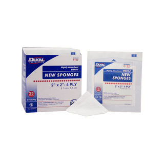 DUKAL NEW SPONGES - Sponge, 2" x 2", Non-Woven New Sponge, Sterile, 4-Ply, 2/pk, 25 pk/bx, 60 bx/cs | Quantity - 1x CS