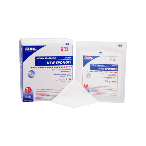 DUKAL NEW SPONGESSponge, 3" x 3", Non-Woven New Sponge, Sterile, 4-Ply, 2/pk, 25 pk/bx, 48 bx/cs | Quantity - 1x CS