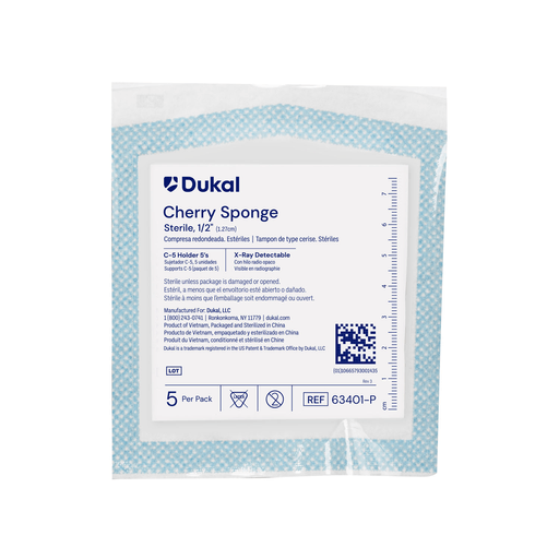 DUKAL CHERRY SPONGES - Cherry Sponge, C-5 Holder, Sterile 5s, 5/pk, 40 pk/cs | Quantity - 1x CS