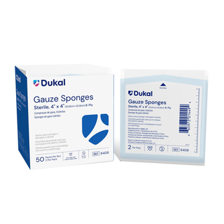 DUKAL WOVEN COTTON GAUZE SPONGES - Gauze Sponge, 4" x 4", Sterile, 8-Ply, 2/pk, 50 pk/bx, 12 bx/cs | Quantity - 1x CS
