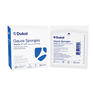 DUKAL WOVEN COTTON GAUZE SPONGES - Gauze Sponge, 4" x 4", Sterile, 12-Ply, 2/pk, 25 pk/bx, 24 bx/cs | Quantity - 1x CS