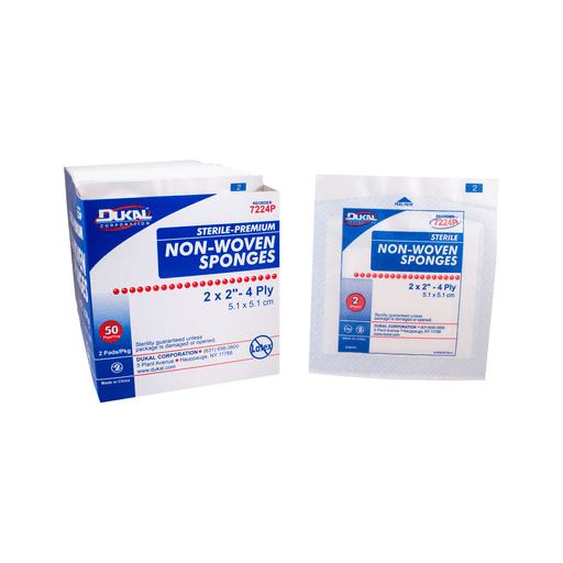 DUKAL PREMIUM NON-WOVEN SPONGES - Sponge, 2" x 2" Non-Woven, Premium, Sterile, 4-Ply, 2/pk, 50 pk/bx, 30 bx/cs | Quantity - 1x CS