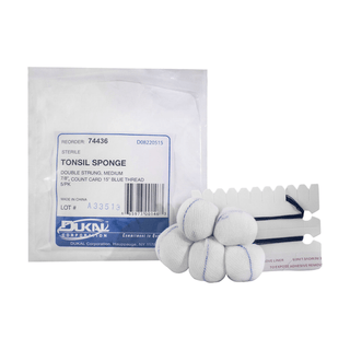 DUKAL TONSIL SPONGES - Double Strung Tonsil Sponge, 15" Blue Thread, Sterile 5s, Medium, 7/8", 5/pk, 100 pk/cs | Quantity - 1x CS