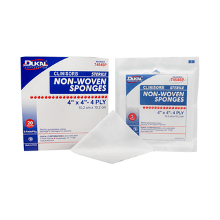 DUKAL CLINISORB NON-WOVEN SPONGES - New Sponge, 4" x 4", 4-Ply, Sterile, 20 pk/bx, 80 bx/cs | Quantity - 1x CS