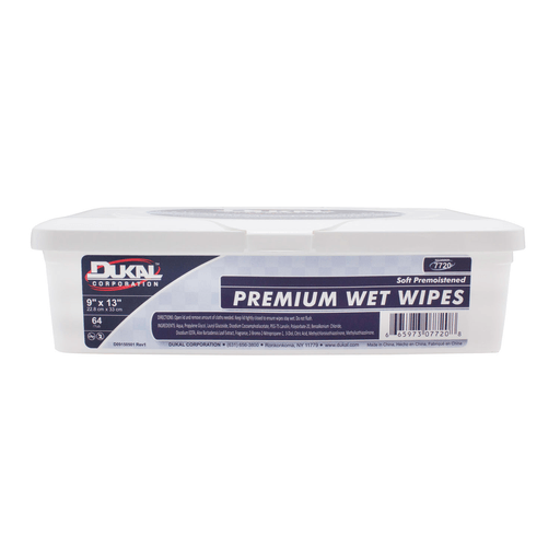 DUKAL WET WIPES - Wet Wipes, 9" x 13", Adult, 64/tub, 8 tub/cs | Quantity - 1x CS