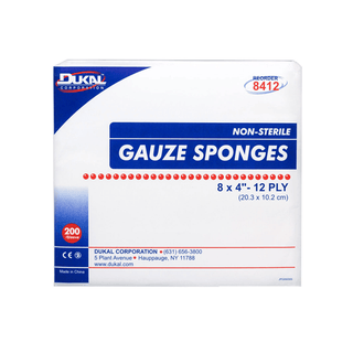 DUKAL WOVEN COTTON GAUZE SPONGES - Gauze Sponge, 8" x 4", Non-Sterile, 12-Ply, 200/bg, 10 bg/cs | Quantity - 1x CS