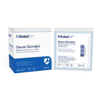 DUKAL BASIC GAUZE SPONGESGauze Sponge, 4" x 4", Sterile, 8-Ply, 2/pk, 50 pk/bx, 12 bx/cs (40 cs/plt) | Quantity - 1x CS