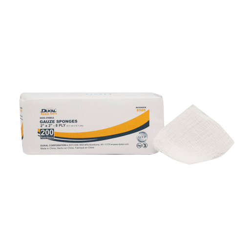 DUKAL BASIC GAUZE SPONGES - Gauze Sponge, 2" x 2", Non-Sterile, 8-Ply, 200 bg, 25 bg/cs | Quantity - 1x CS