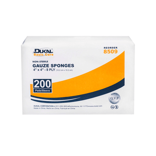 DUKAL BASIC GAUZE SPONGESGauze Sponge, 4" x 4", Non-Sterile, 8-Ply, 200/bg, 20 bg/cs (48 cs/plt) | Quantity - 1x CS