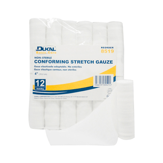 DUKAL BASIC CONFORMING STRETCH GAUZEConforming Stretch Gauze, 4" Non-Sterile, 12 rl/bg, 8 bg/cs (154 cs/plt) | Quantity - 1x CS