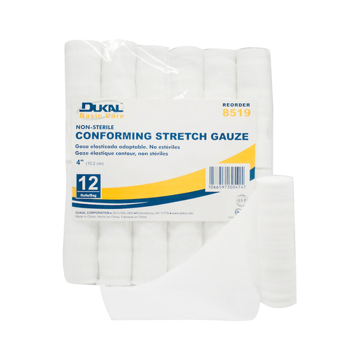 DUKAL BASIC CONFORMING STRETCH GAUZEConforming Stretch Gauze, 4" Non-Sterile, 12 rl/bg, 8 bg/cs (154 cs/plt) | Quantity - 1x CS