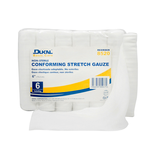 DUKAL BASIC CONFORMING STRETCH GAUZE - Conforming Stretch Gauze, 6" Non-Sterile, 6 rl/bg, 8 bg/cs | Quantity - 1x CS