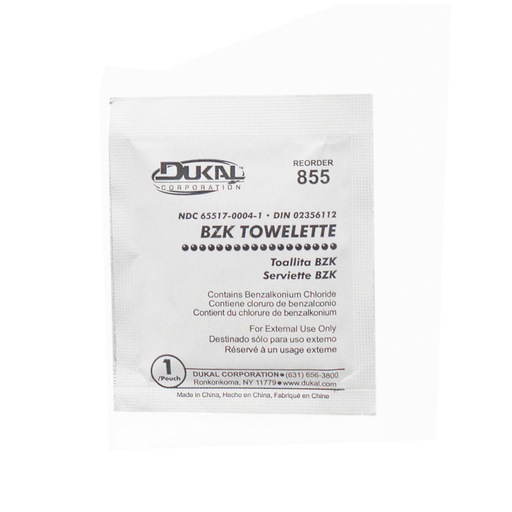 DUKAL BZK SWAB/TOWELETTE - BZK Towelette, 5" x 8", 1/pch, 100 pch/bx, 20 bx/cs | Quantity - 1x CS
