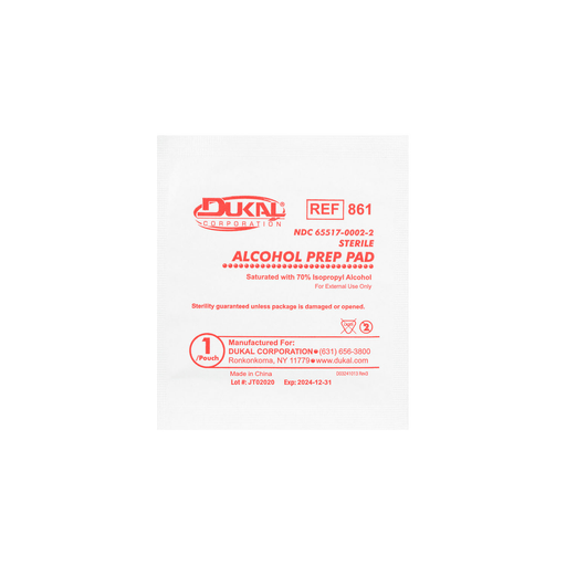 DUKAL ALCOHOL PADS - Alcohol Prep Pad, Large, Sterile, 100/bx, 10 bx/cs  (108 cs/plt) (Not Available for sale into Canada) | Quantity - 1x CS