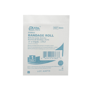 DUKAL BASIC CARE BANDAGE ROLL - Basic Care Fluff Bandage Roll, 3" x 4.5 yd, 3ply, Sterile, 1 rl/bg, 96 bg/cs | Quantity - 1x CS