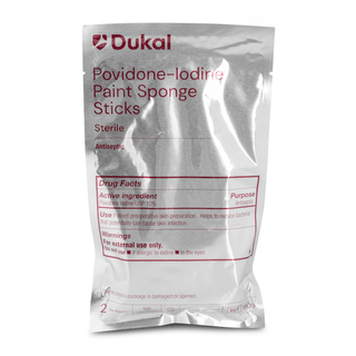 DUKAL PAINT SPONGES STICKSPovidone-Iodine Paint Sponge Sticks, 2/pk, 10 pk/bx, 8 bx/cs (Not Available for Sale into Canada &PR ) | Quantity - 1x CS