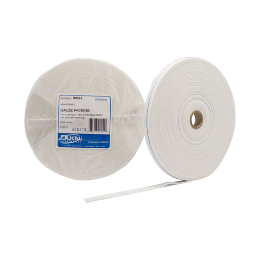 DUKAL SURGICAL GAUZE & PACKINGGauze Packing, Non-Sterile, 28 x 24 Mesh, " x 100 yds, 4-Ply, X-Ray Detectable, 10/cs | Quantity - 1x CS