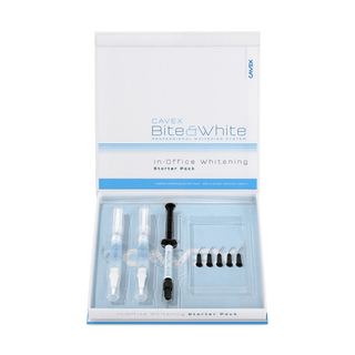 DUKAL CAVEX BITE&WHITE TEETH WHITENING - Bite&White In-Office HP25% Starter Pack, Includes: (2) 2-mL Whitening pens; (1) 1-mL Barrier/Spacer; (5) application tips/bx | Quantity - 1x BX