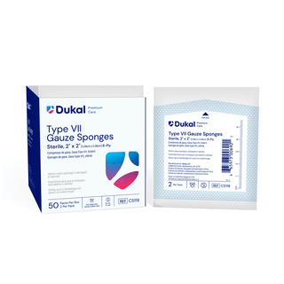 DUKAL CALIBER GAUZE SPONGES - Gauze Sponge, Type VII, Sterile, 2" x 2", 8-Ply, 2/pk, 50 pk/bx, 30 bx/cs (42 cs/plt) | Quantity - 1x CS