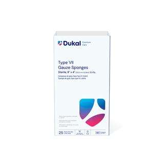 DUKAL CALIBER GAUZE SPONGESGauze Sponge, Type VII, Sterile, 8" x 4", 12-Ply, 2/pk, 25 pk/bx, 20 bx/cs | Quantity - 1x CS