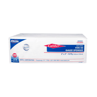 DUKAL CALIBER GAUZE SPONGESGauze Sponge, Type VII, Non-Sterile, 3" x 3", 12-Ply, 200/bg, 20 bg/cs | Quantity - 1x CS