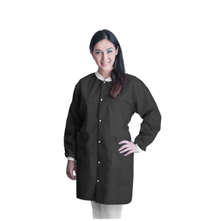 DUKAL UNIPACK PERSONAL PROTECTION - FitMe Lab Coats, Large, Black, 10/bg | Quantity - 1x BG