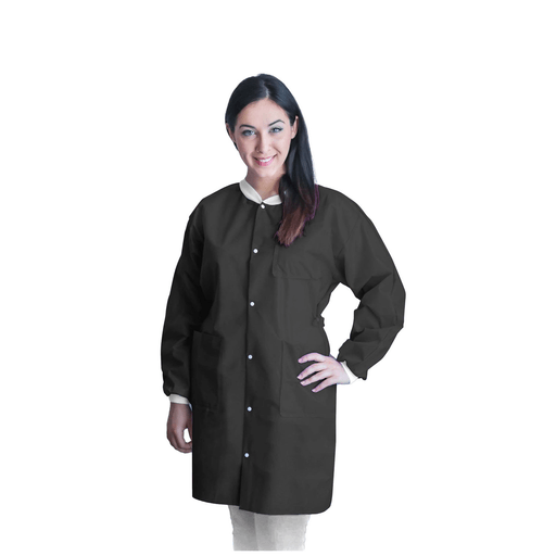 DUKAL UNIPACK PERSONAL PROTECTIONFitMe Lab Coats, Small, Black, 10/bg | Quantity - 1x BG