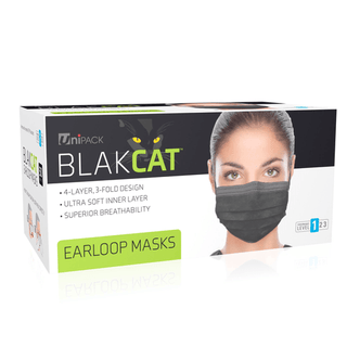 DUKAL PROCEDURE MASKS - BlakCat Mask, Level 1, Ear-Loop, Black, 50/bx, 20 bx/cs | Quantity - 1x CS