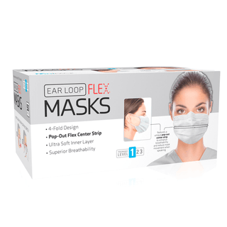 DUKAL PROCEDURE MASKS - Flex Mask, Level 1, Ear-Loop, White, 50/bx, 20 bx/cs | Quantity - 1x CS