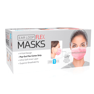DUKAL PROCEDURE MASKS - Flex Mask, Level 1, Ear-Loop, Pink, 50/bx, 20 bx/cs | Quantity - 1x CS