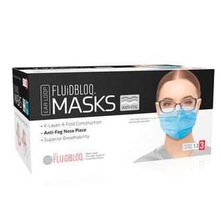 DUKAL PROCEDURE MASKS - Mask, Ear Loop, Level 3, Anti-Fog, Blue, 40/bx, 20 bx/cs | Quantity - 1x CS