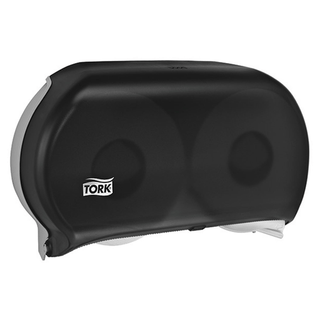 ESSITY TORK BATH TISSUE DISPENSER - Bath Tissue Roll Dispenser, Jumbo, Twin, Universal, Black, T1, Plastic, 13" x 21.5" x 5.5" (28 cs/plt) | Quantity - 1x EA