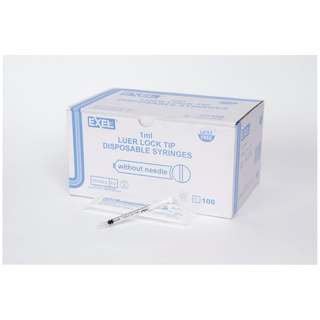 EXEL SYRINGE ONLY - STERILE - Syringe Only, 1mL, Luer Lock, 100/bx, 10 bx/cs (60 cs/plt) | Quantity - 1x CS