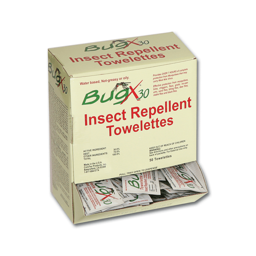 FIRST AID ONLY/ACME UNITED OUTDOOR HAZARDSBugX30 Insect Repellent Wipes DEET, 50/bx (DROP SHIP ONLY$150 Minimum Order) | Quantity - 1x BX