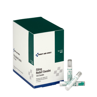 FIRST AID ONLY/ACME UNITED OUTDOOR HAZARDS - Sting Relief Swabs, 100/bx  (DROP SHIP ONLY - $150 Minimum Order) | Quantity - 1x BX