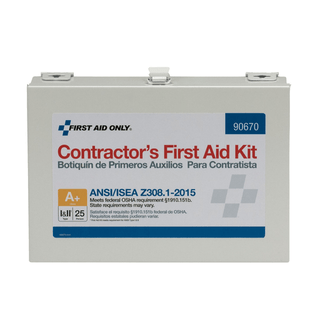 FIRST AID ONLY/ACME UNITED ANSI/OSHA COMPLIANT PACKAGE25 Person Contractor ANSI A+ First Aid Kit, Metal Case  (DROP SHIP ONLY$150 Minimum Order) | Quantity - 1x EA