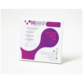 FOUR D RUBBER BIODAM LATEX FREE DENTAL DAM - Biodam, 6" x 6", Violet, Medium, Latex-free, 20 pieces/bx | Quantity - 1x BX