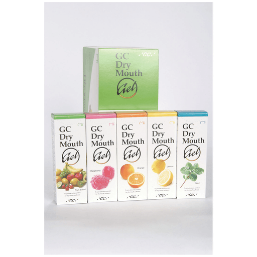 GC AMERICA DRY MOUTH GELDry Mouth Gel Assorted Flavors Contains: 5 Tubes (40g ea) of Fruit Salad, Lemon, Mint, Orange & Raspberry, 10/pk (For Sale in the U.S. Only) | Quantity - 1x PK