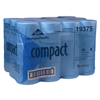 GEORGIA-PACIFIC COMPACT CORELESS BATHROOM TISSUE - Coreless Bathroom Tissue, 1000 Sheet, 2-Ply, 3.85" x 4.1", 36 rl/cs (28 cs/plt) | Quantity - 1x CS