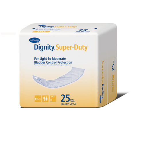 HARTMANN USA DIGNITY DISPOSABLE PADS - Dignity Super-Duty Pad, For Light to Moderate Protection, 4" x 12", White, 25/bg, 8 bg/cs | Quantity - 1x CS