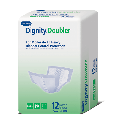 HARTMANN USA DIGNITY DISPOSABLE PADS - Dignity Doubler, For Moderate to Heavy Protection, 13" x 24", White, 12/bg, 6 bg/cs | Quantity - 1x CS
