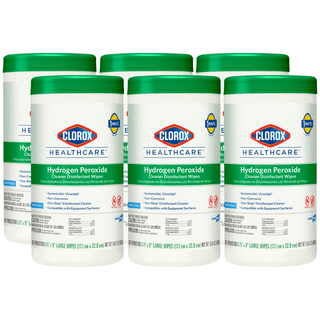 CLOROX HEALTHCARE HYDROGEN PEROXIDE CLEANER - Clorox Healthcare Hydrogen Peroxide Cleaner Disinfectant Wipes, 6.75 x 9, 95/can, 6/cs (75 cs/plt) (Continental US Only) | Quantity - 1x CS