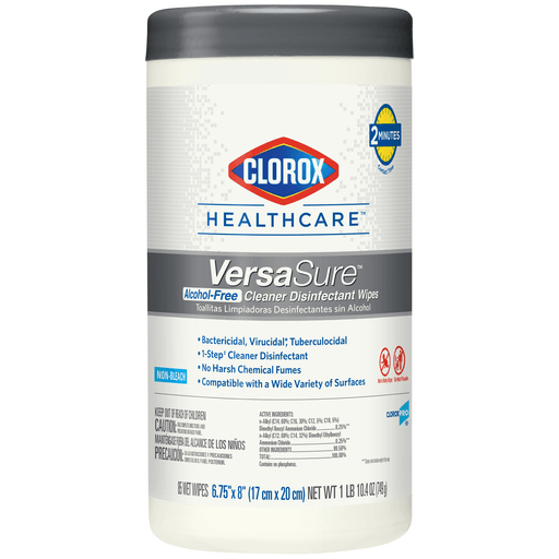 CLOROX VERSASURE CLEANER DISINFECTANT WIPESClorox Healthcare VersaSure Cleaner Disinfectant Wipes, 6.75" x 8", 85/can, 6 can/cs (75 cs/plt) | Quantity - 1x CS